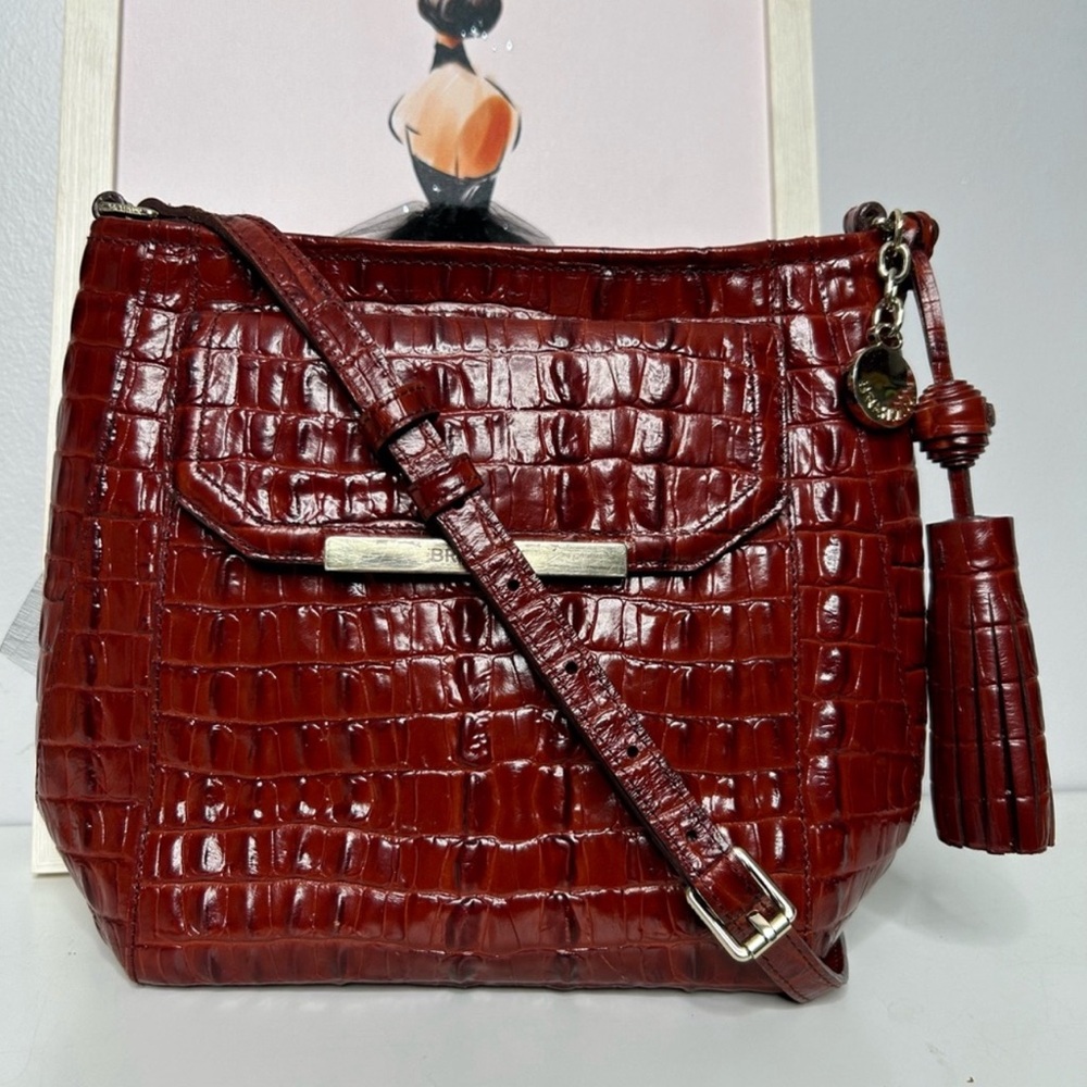 Brahmin Margo Pecan / Gold La Scala Crossbody with Tassel